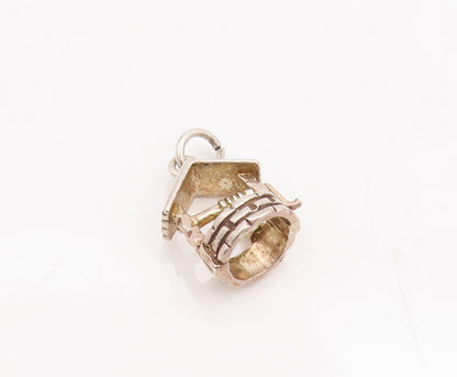 925 Sterling Silver Vintage Pendant Solid 3D Carved  Water Well Charm  PT23043