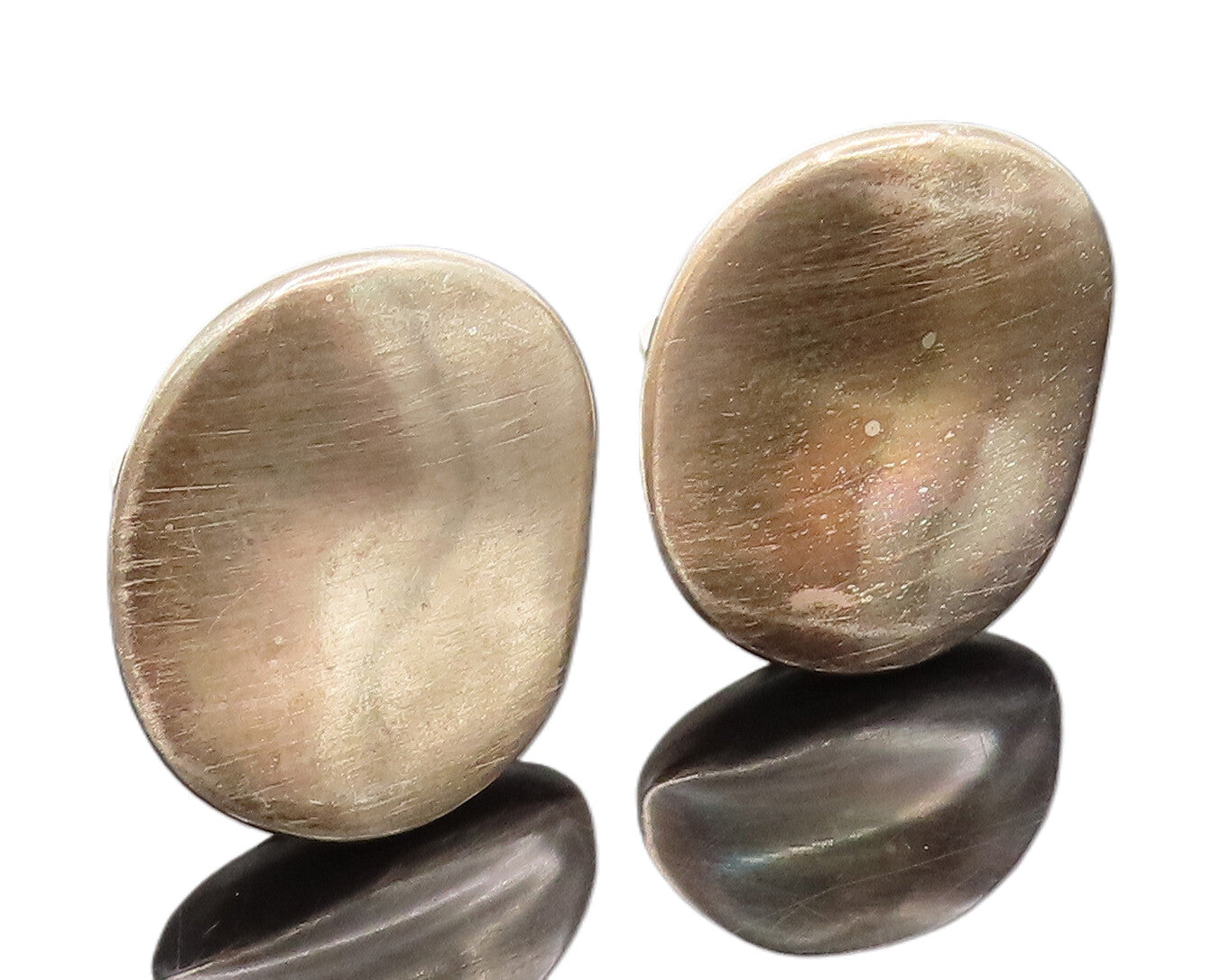 925 Sterling Silver  Vintage Minimalist Concave Clip Back Earrings  EG12353