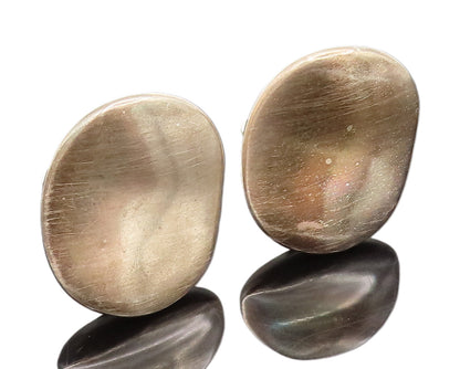 925 Sterling Silver  Vintage Minimalist Concave Clip Back Earrings  EG12353