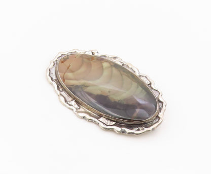 925 Sterling Silver Vintage Brooch Classic Jasper Victorian Style Pin  BP12578