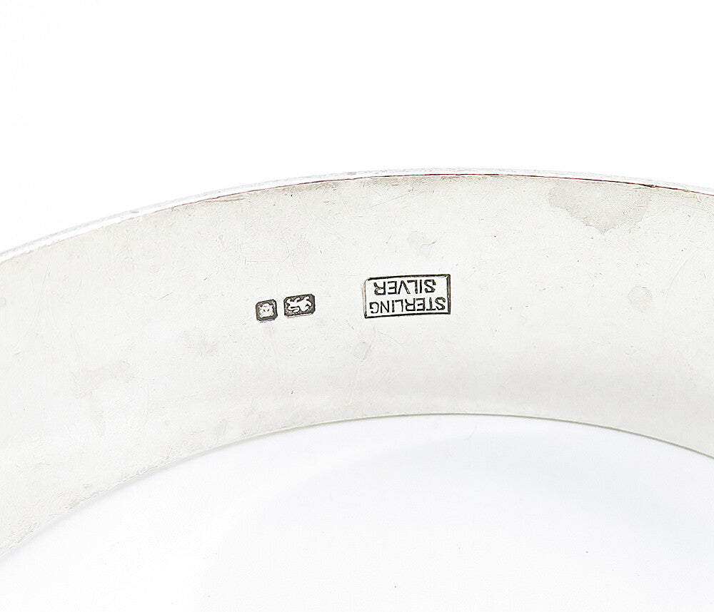 ENGLAND 925 Sterling Silver  Vintage Diamond Pattern Bangle Bracelet  BT3339