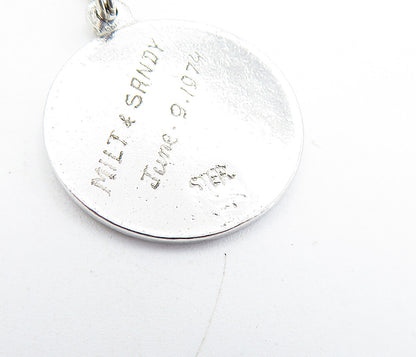 925 Sterling Silver  Vintage A Date To Remember Quote Shiny Pendant  PT4680