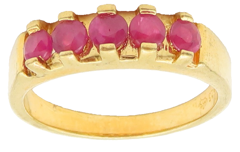 925 Sterling Silver Vintage Ring Gold Plated Inlay Round Ruby Sz 6  RG27651