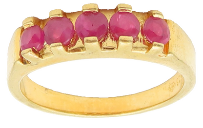 925 Sterling Silver Vintage Ring Gold Plated Inlay Round Ruby Sz 6  RG27651