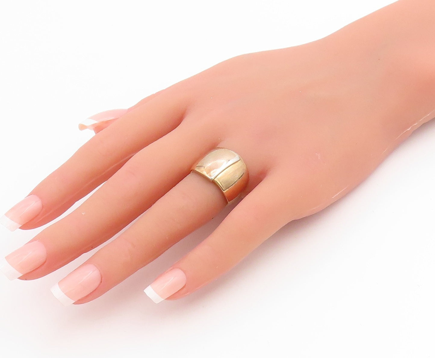 925 Sterling Silver Vintage Ring Gold Plated Minimalist Dome Band  Sz 6  RG33827
