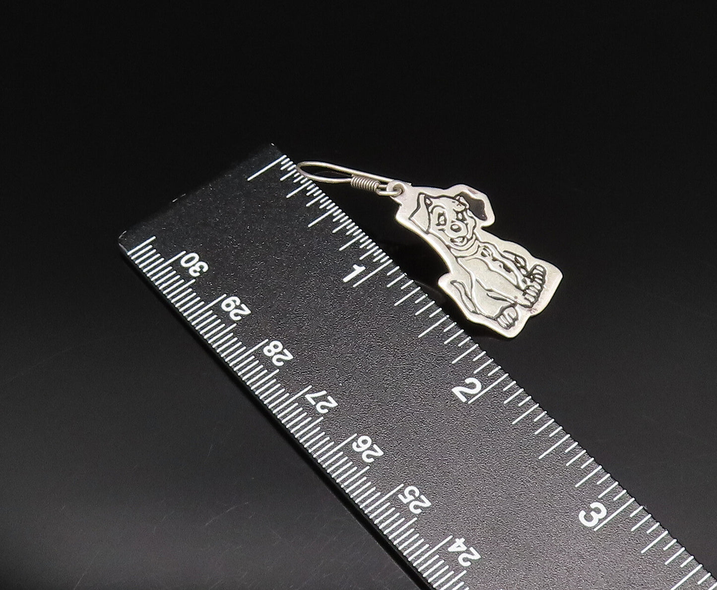 MEXICO 925 Silver  Vintage Engraved Disney 101 Dalmatian Dog Earrings  EG12100