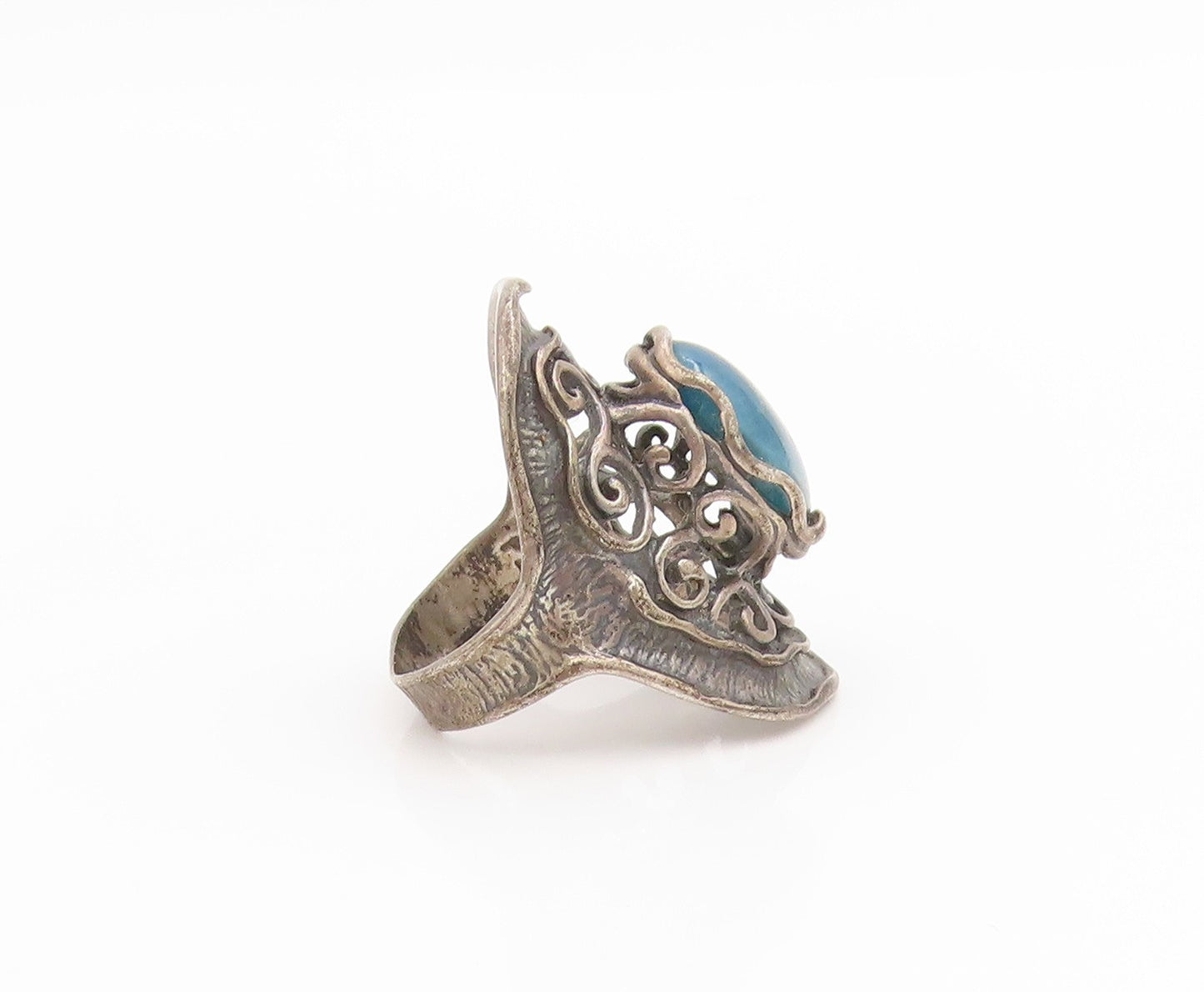 925 Sterling Silver Vintage Ring OR PAZ ISRAEL Cabochon Gemstone  Sz 8  RG34486