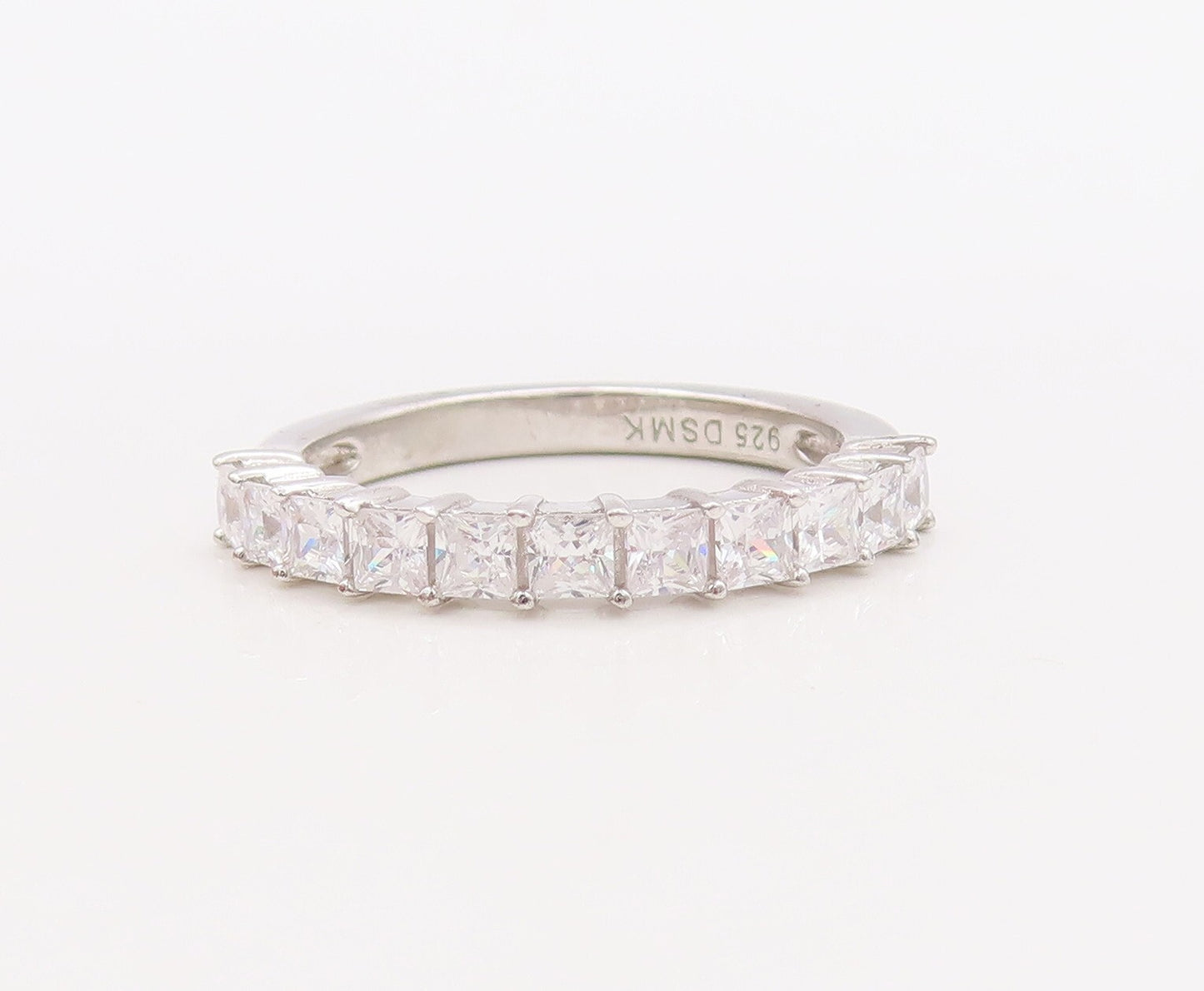 925 Sterling Silver Vintage Ring Stackable Green & White Topaz  Sz 7  RG29786