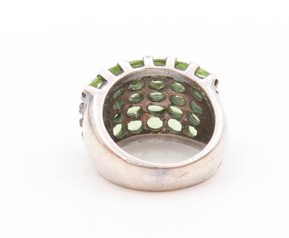 925 Sterling Silver Vintage Ring Oval Cut Peridot Inlay Broad Band Sz 6  RG32790
