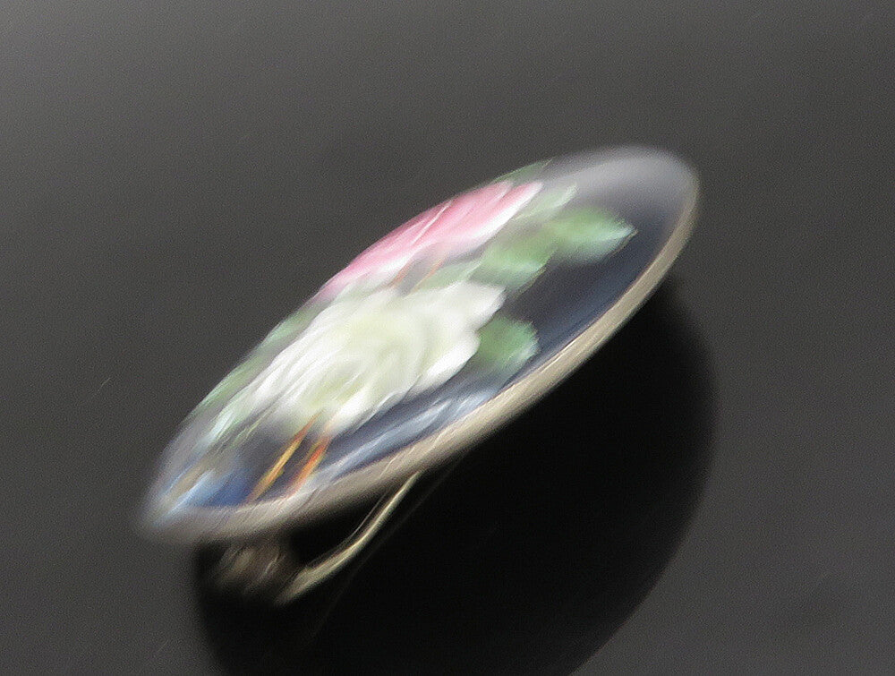HB GERMANY 925 Silver  Vintage Rose Flower Enamel Art Brooch Pin  BP9234