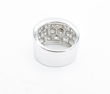 925 Sterling Silver  Sparkling Cubic Zirconia Concave Band Ring Sz 7  RG5424