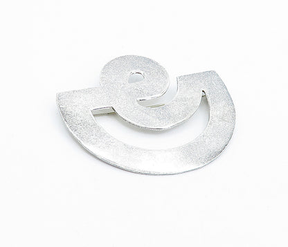 MEXICO 925 Sterling Silver  Vintage Shiny Smooth Open Design Brooch Pin BP1667