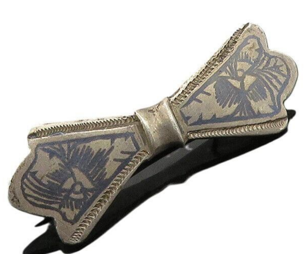 925 Sterling Silver Vintage Brooch Pin EAST EUROPE Antique Floral Bow   BP12534