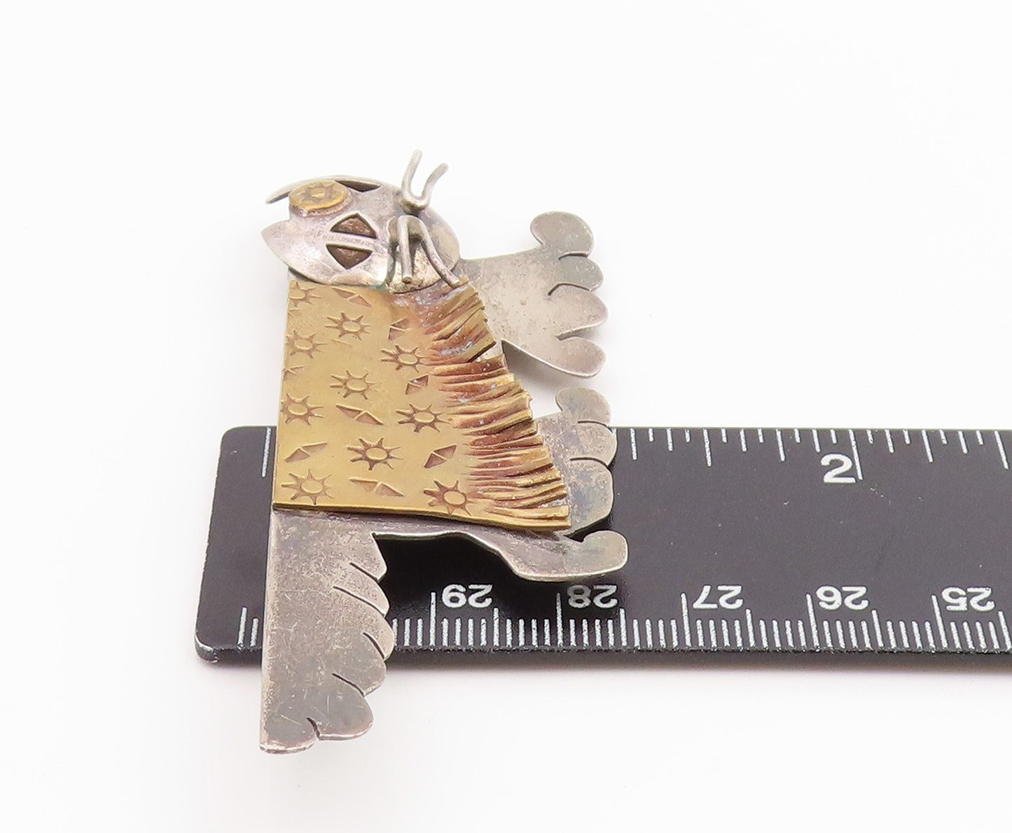 925 Sterling Silver Vintage Brooch Pin CRISSMAN Two Tone Modernist Cat  BP12481