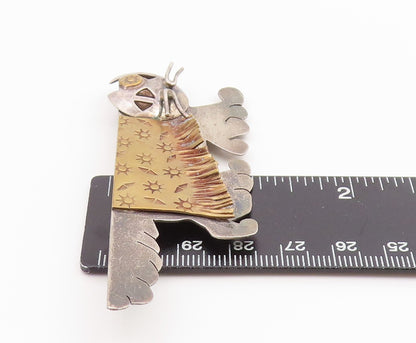 925 Sterling Silver Vintage Brooch Pin CRISSMAN Two Tone Modernist Cat  BP12481