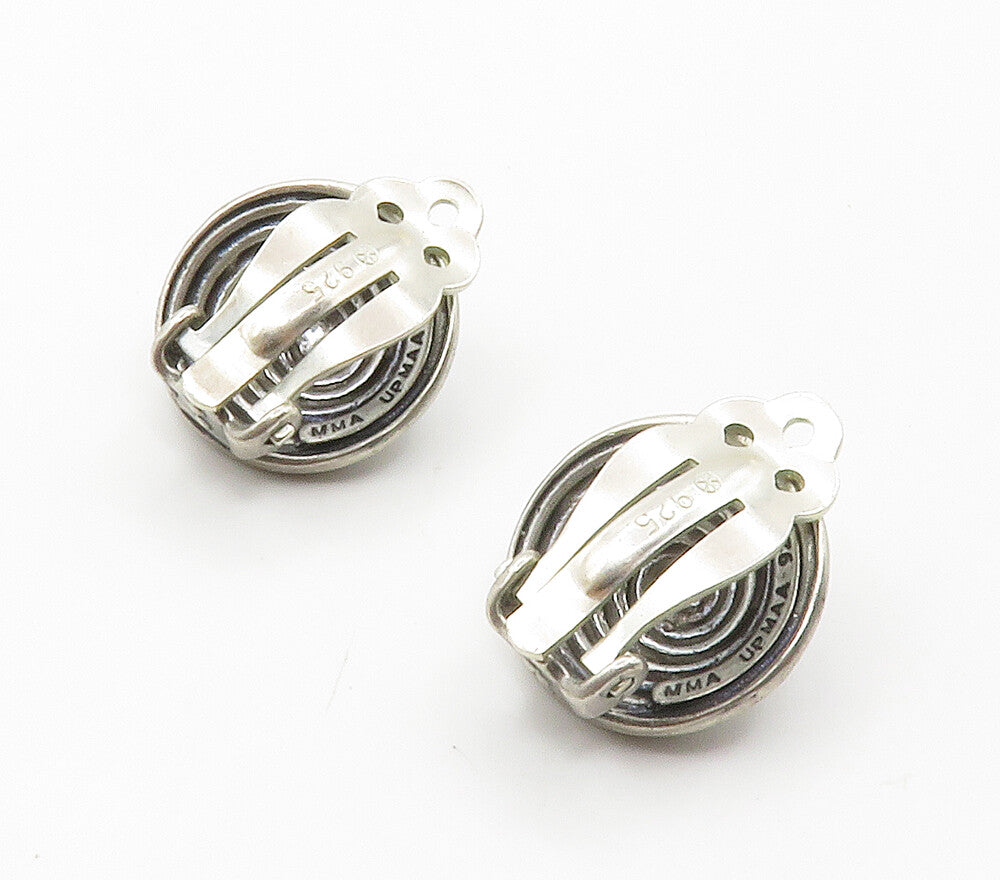 MMA 925 Sterling Silver  Vintage Shiny Spiral Dome Non Pierce Earrings  EG7561