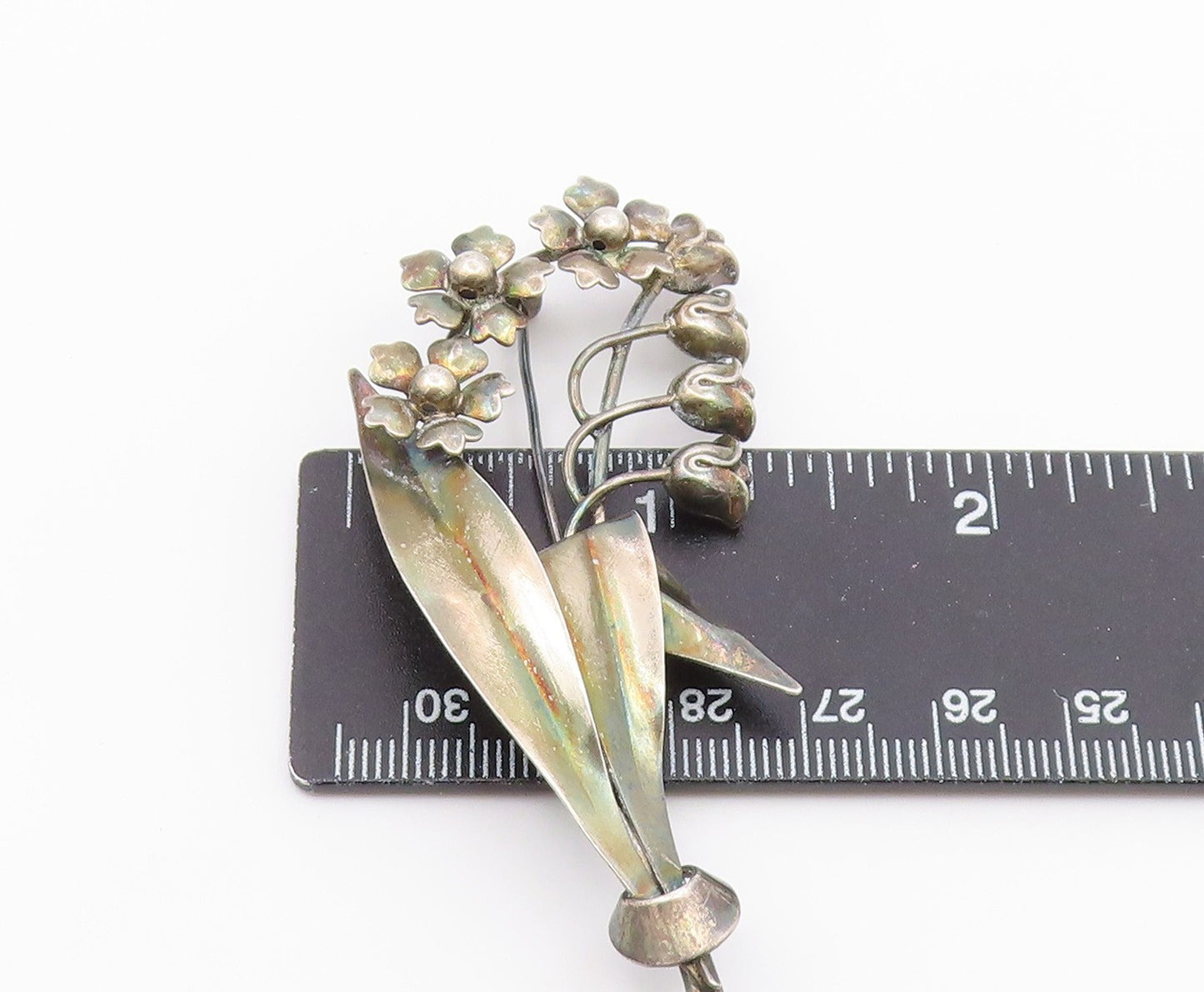 CARL ART 925 Sterling Silver  Vintage Flower Bunch Motif Brooch Pin  BP4187