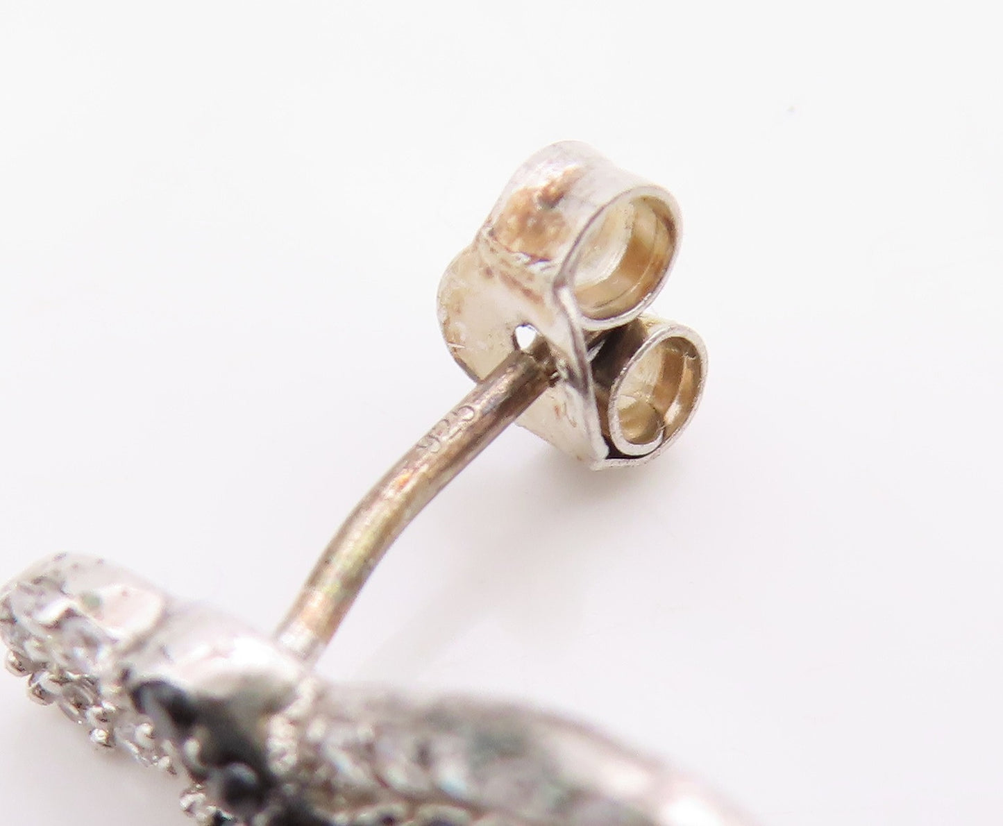 925 Sterling Silver Vintage Earrings Elegant Spinel & CZ Infinity Twist  EG14365