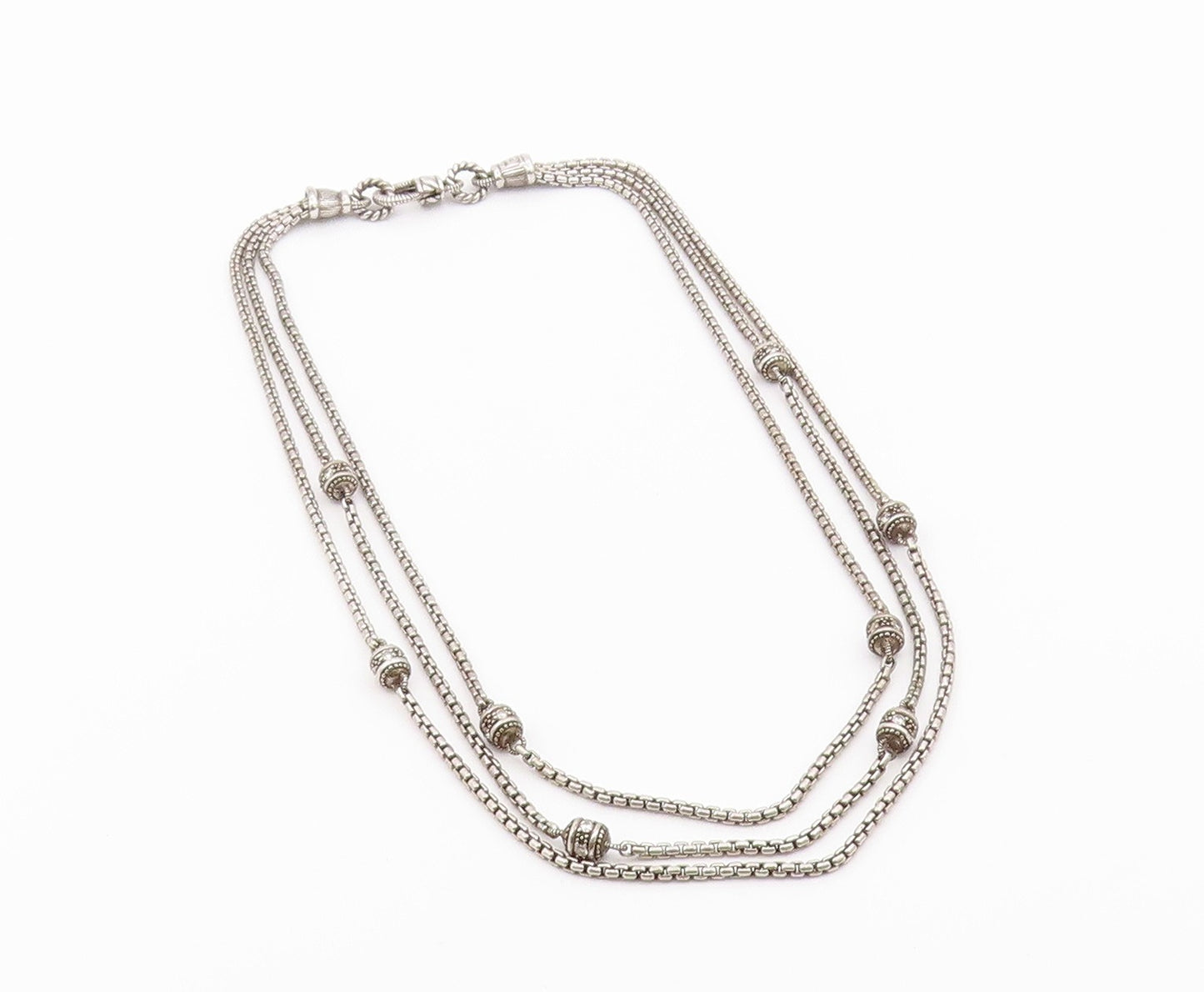 JUDITH RIPKA 925 Silver  Vintage Cubic Zirconia Ball Layered Necklace  NE3921