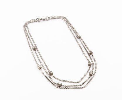 JUDITH RIPKA 925 Silver  Vintage Cubic Zirconia Ball Layered Necklace  NE3921