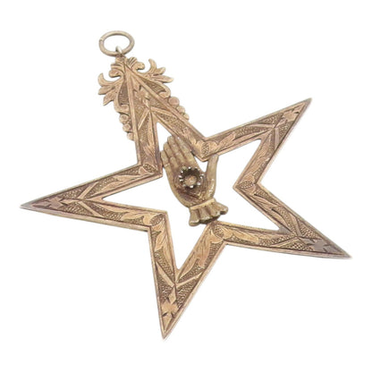 925 Sterling Silver Vintage Pendant Antique Hand In Five Pointed Star  PT26203