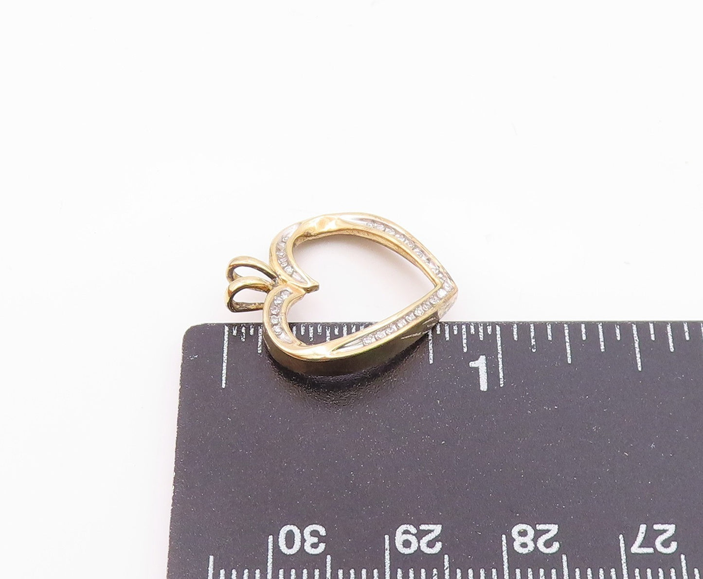 925 Sterling Silver  Genuine Diamonds Gold Plated Love Heart Pendant  PT9727