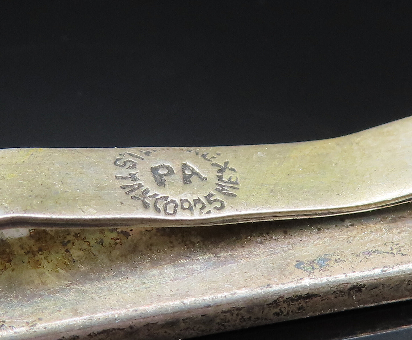 PA MEXICO 925 Sterling Silver Vintage Carved Half Spirals Tie Clip TR3377