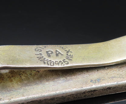 PA MEXICO 925 Sterling Silver Vintage Carved Half Spirals Tie Clip TR3377
