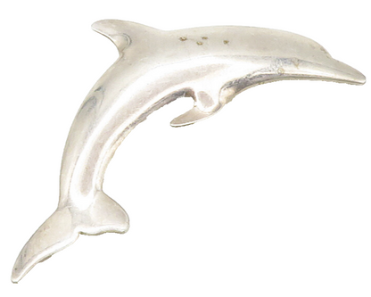 INTERNATIONAL 925 Silver Vintage Dolphin Silhouette Shiny Brooch Pin BP5991