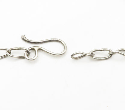 925 Sterling Silver  Vintage Shiny Smooth Triangle Link Chain Necklace  NE2555