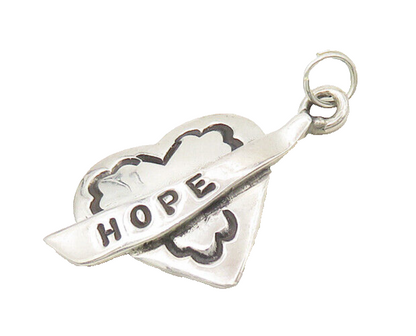 925 Sterling Silver  Shiny Hope Etched Petite Love Heart Pendant  PT14485