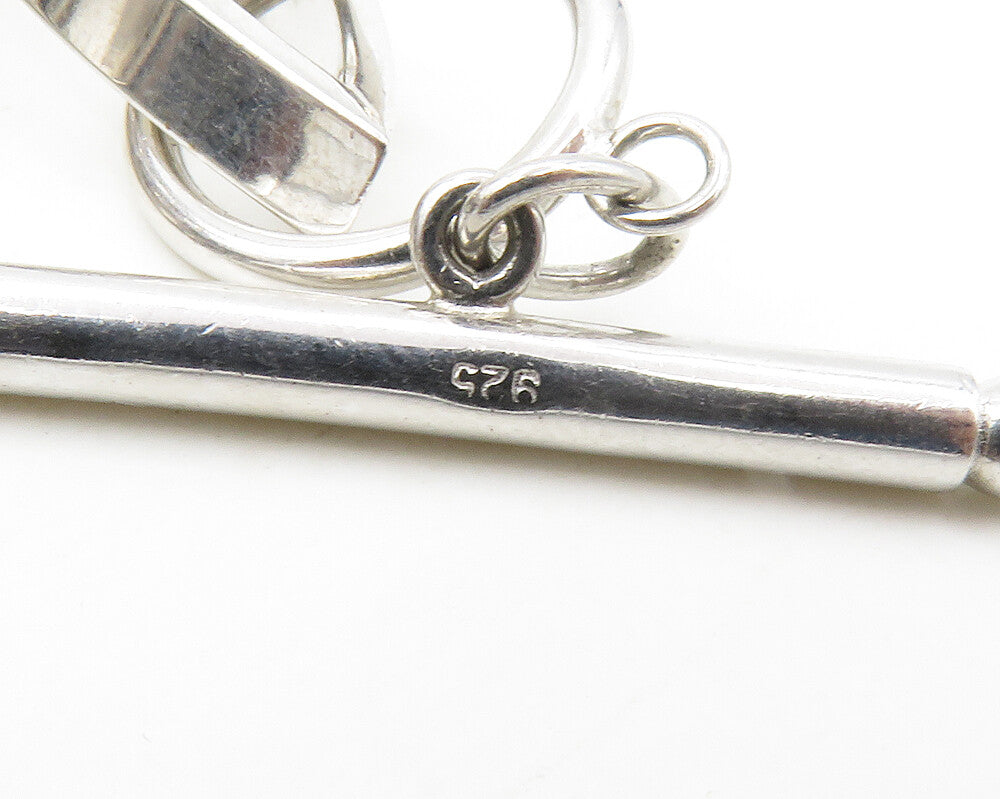 925 Sterling Silver  Shiny Diamond Cut Pointed Oval Chain Necklace  NE2707