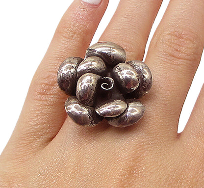 925 Sterling Silver  Vintage Sculpted Spring Flower Cocktail Ring Sz 5.5 RG3103