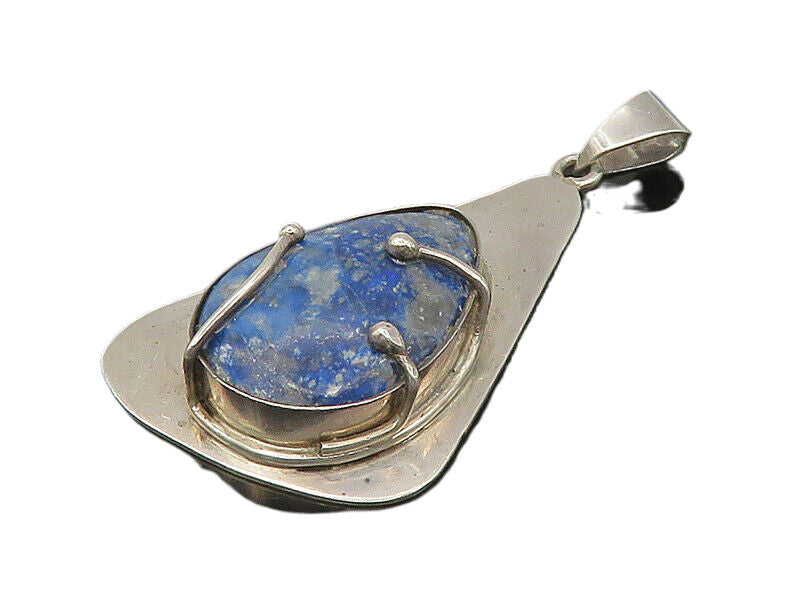 925 Sterling Silver  Vintage Sodalite Modernist Design Pendant  PT14050