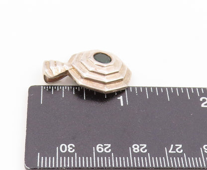 925 Sterling Silver Vintage Pendant Green CZ Geometric Octagon Charm  PT25820