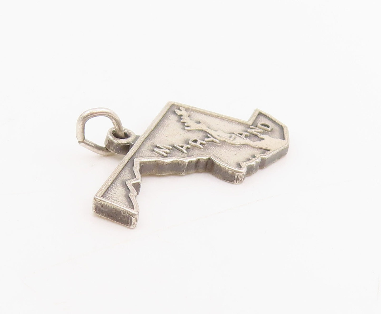 925 Sterling Silver Vintage Pendant Classic Maryland State Map Charm  PT25457
