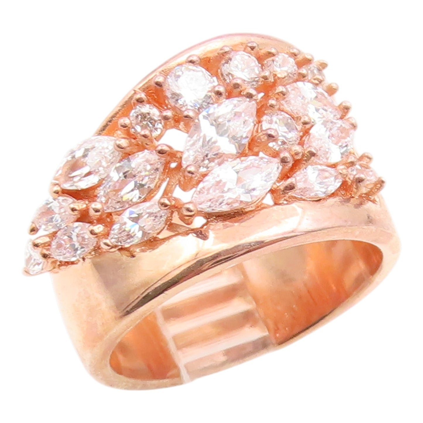 925 Sterling Silver Vintage Ring Gold Plated Multi Shape CZ Band  Sz 7  RG35619