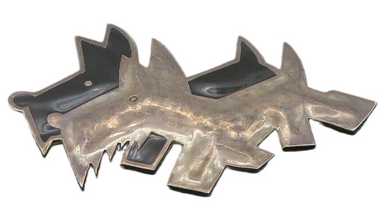 MEXICO 925 Sterling Silver  Vintage Black Onyx Double Dog Brooch Pin  BP4092