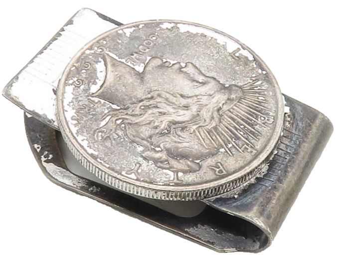 SIMMONS 925 Sterling Silver  Vintage United States Coin Money Clip  TR1768