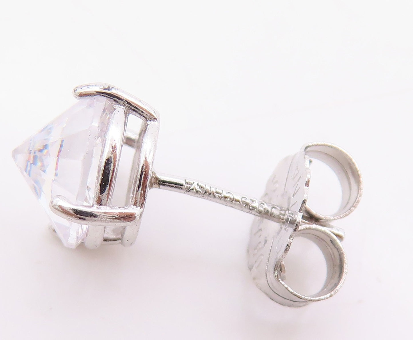 925 Sterling Silver Vintage Earrings Upside Down CZ Minimalist Studs  EG14010