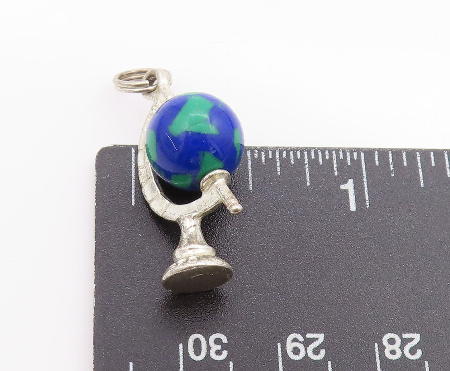 925 Sterling Silver Vintage Pendant 3D Miniature World Globe Charm SPINS PT24987