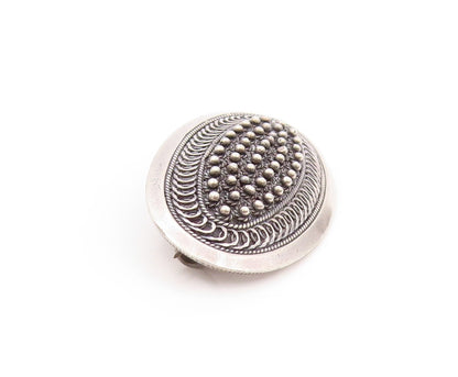 925 Sterling Silver Vintage Brooch Dark Tone Antique Oval Bead Carved  BP11515