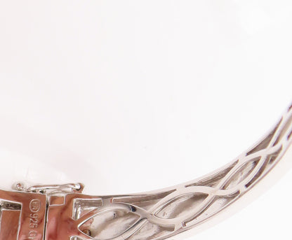 925 Silver  Vintage Blue & White Diamonds Multi Bangle Effect Bracelet  BT9961