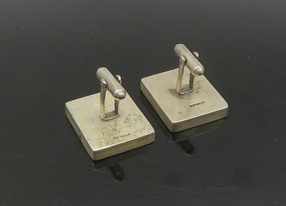 925 Sterling Silver  Vintage Inlaid Wood Heavy Square Cufflinks  TR3138