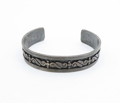 TAXCO MEXICO 925 Silver  Vintage Oxidized Swirl Pattern Cuff Bracelet  BT2811