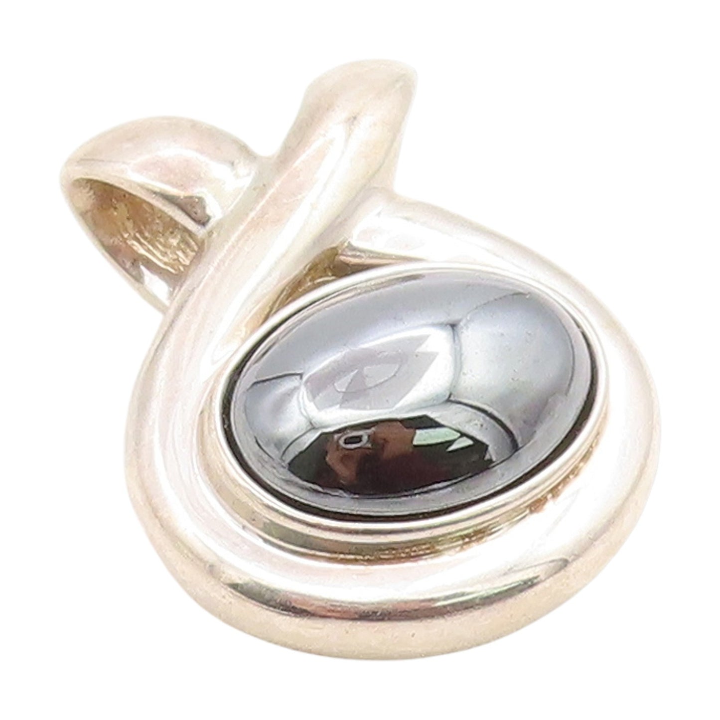 925 Sterling Silver Vintage Pendant ESPO SIG Modernist Hematite Charm  PT25777