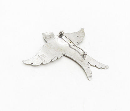 925 Sterling Silver  Vintage Shiny Handmade Flying Bird Brooch Pin  BP3138