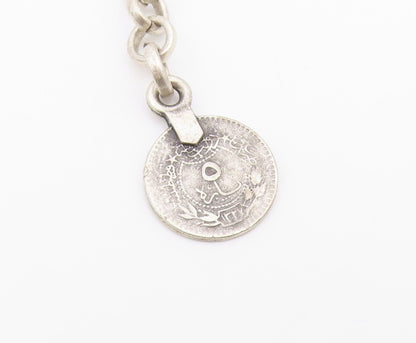 925 Sterling Silver  Vintage Engraved Disc Beaded Rope Necklace  NE3982