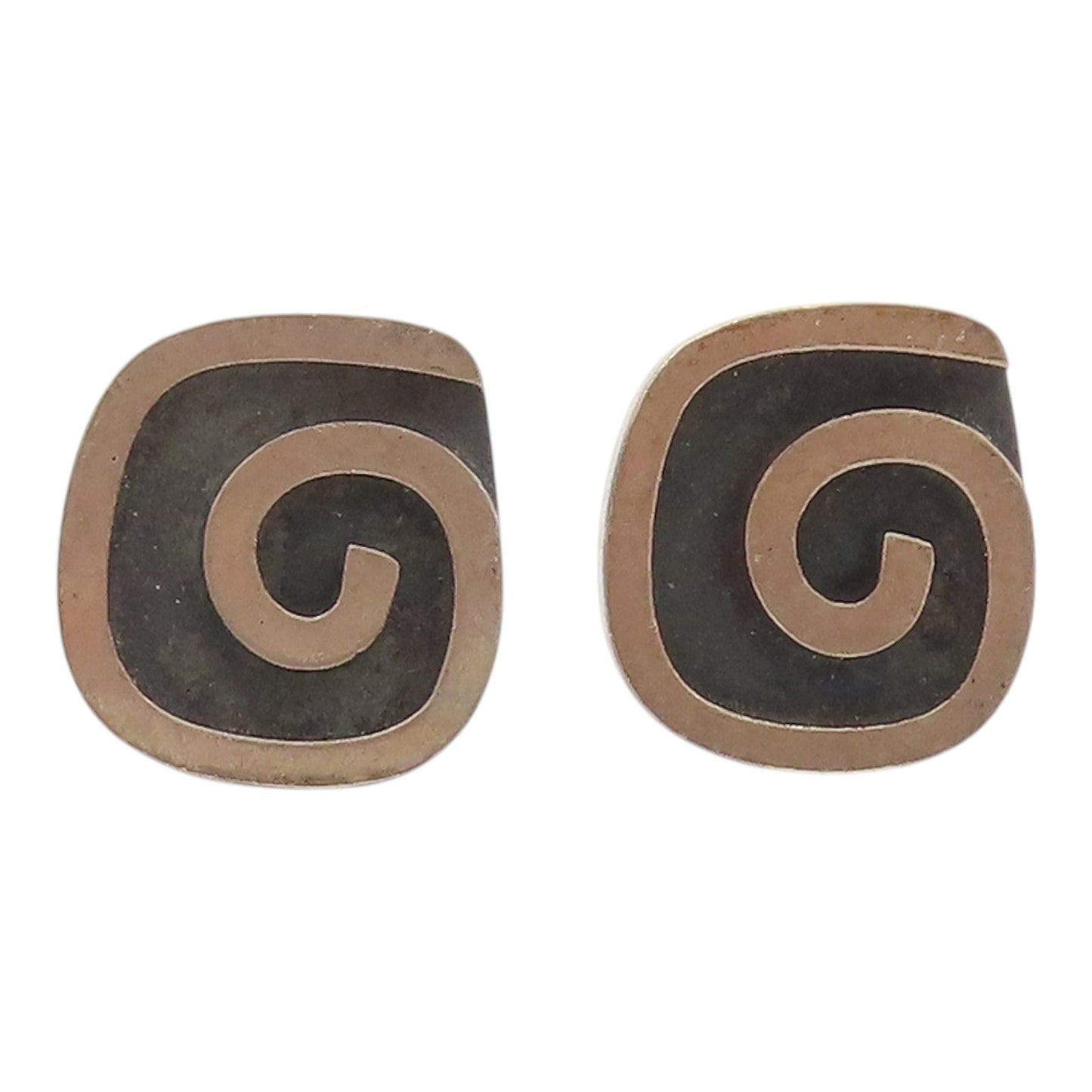 FI 925 Sterling Silver  Vintage Oxidized Spiral Design Cufflinks  TR3170