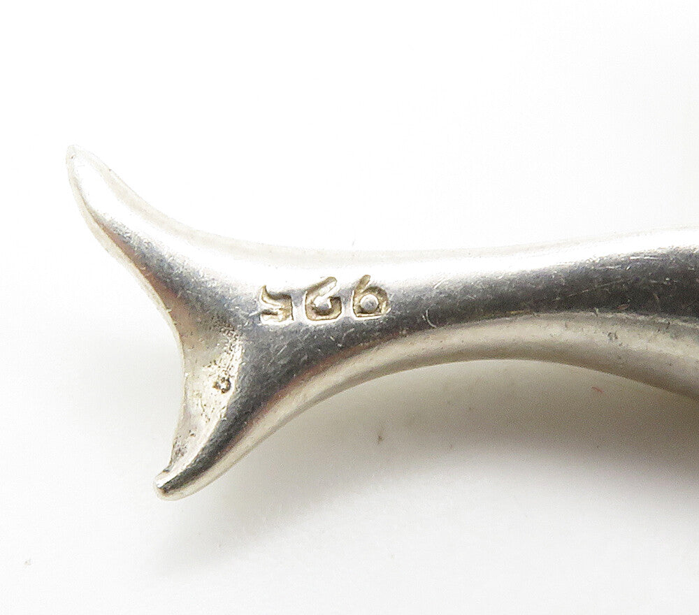 925 Sterling Silver  Vintage Dolphin Leaping Through Hoop Pendant  PT11605